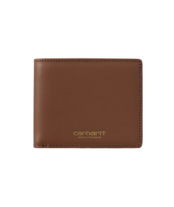 Carhartt Wip Vegas Billfold Wallet Leather - Cognac / Gold pas cher