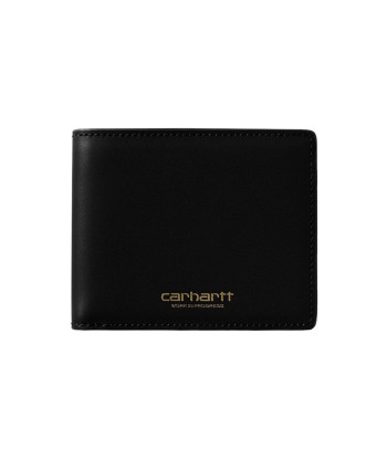 Carhartt Wip Vegas Billfold Wallet Leather - Black / Gold basket pas cher