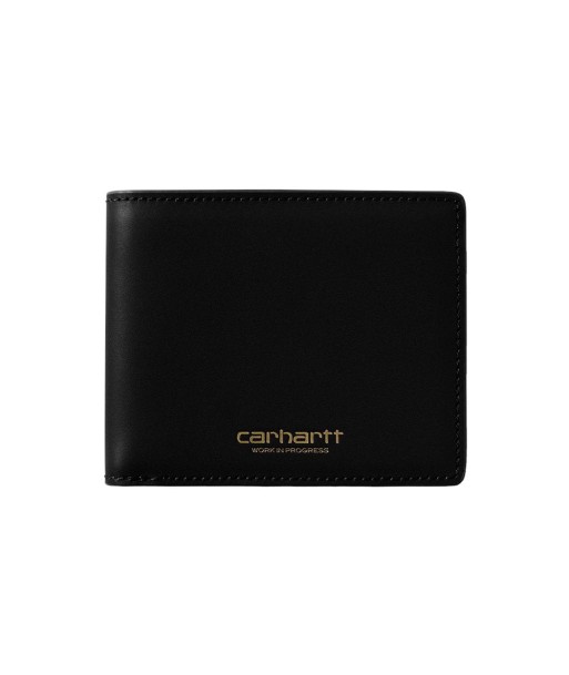 Carhartt Wip Vegas Billfold Wallet Leather - Black / Gold basket pas cher