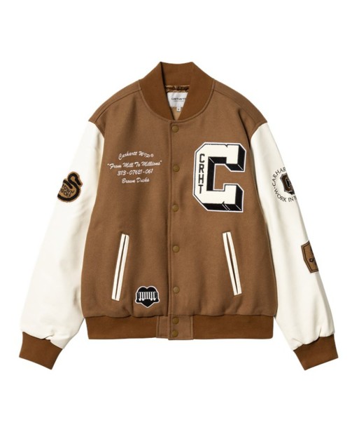 Carhartt Wip Brown Ducks Bomber Jacket Wool Hamilton Brown / Black Amélioration de cerveau avec